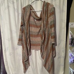 Kim Rogers Multicolor Striped Sweater Poncho